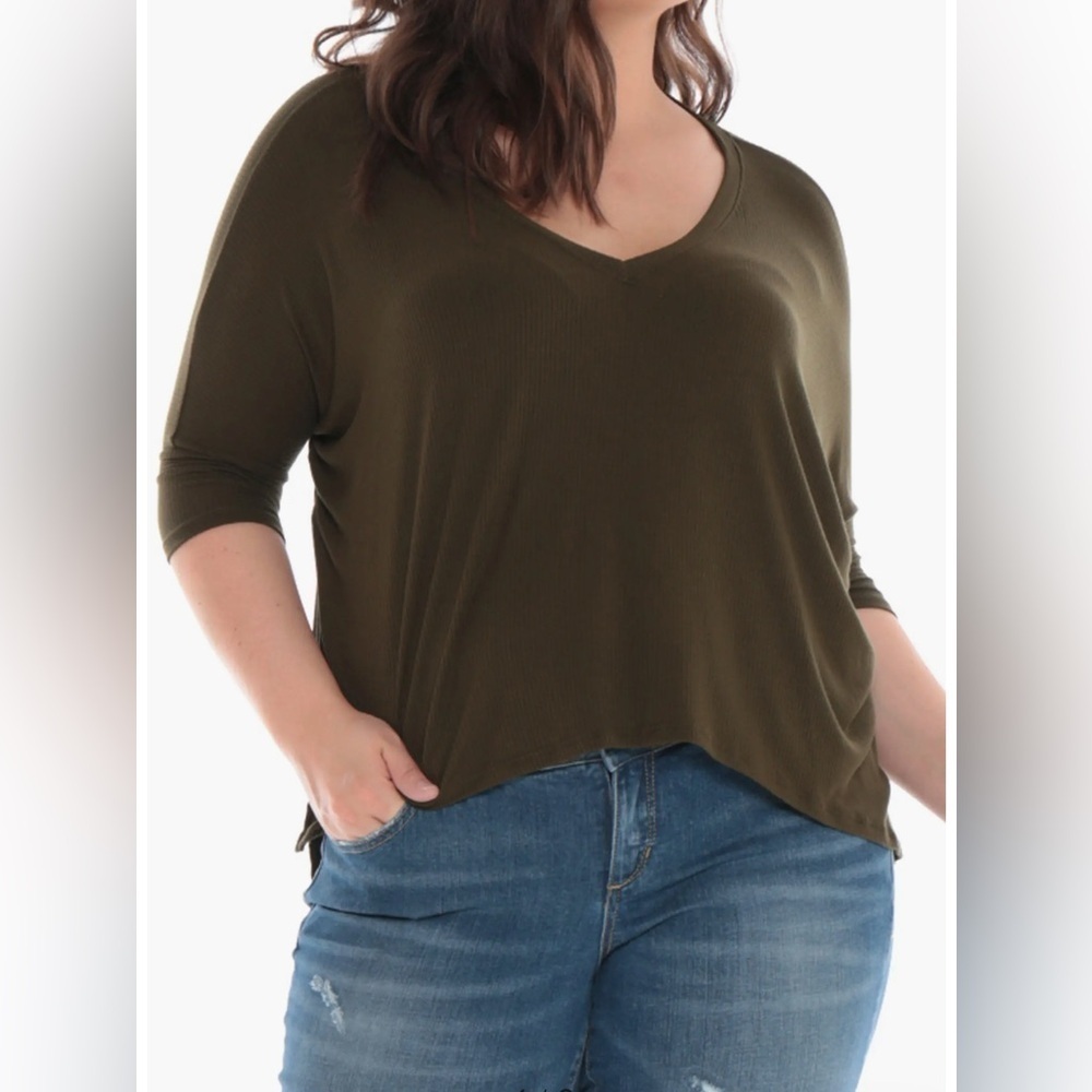 💥Olive Lightweight Soft Plus-size Top 2X
